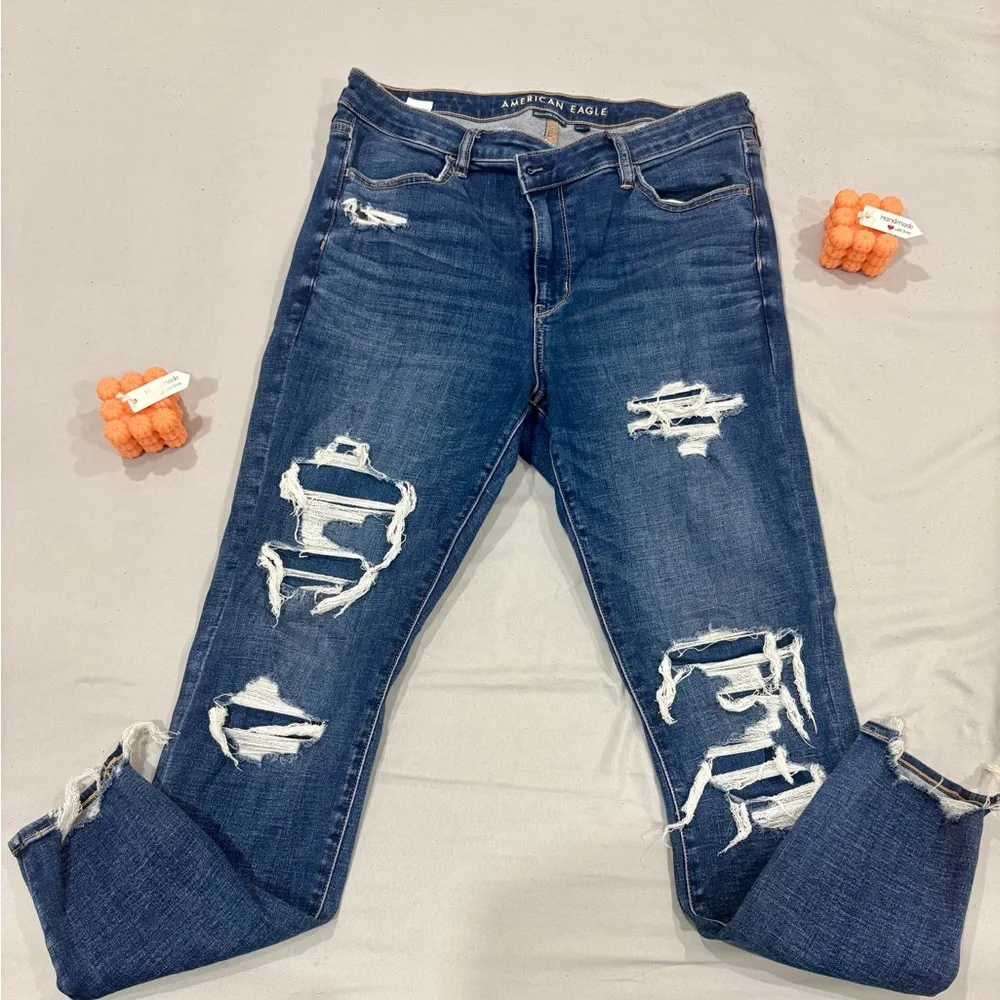 American Eagle Blue Distressed Ripped Jeans
